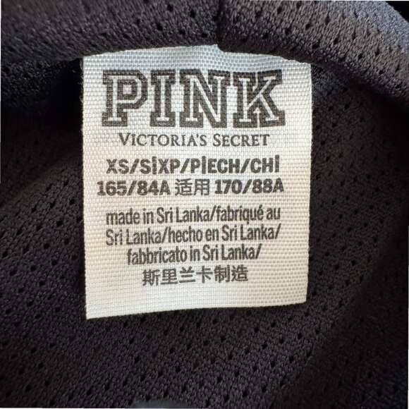 VICTORIA'S SECRET PINK Black Rose Floral Zip Rain Jacket Windbreaker Hoodie S - Picture 4 of 5